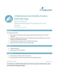 (Y2) Lesson 8: A Maintained and Healthy Garden - Child Marriage